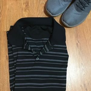 Black shirt with white stripes. XL